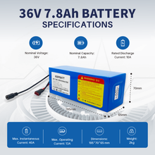 36V 7.8Ah 10S3P 18650 Akku modifizierte Fahrräder Schutz für Elektrofahrzeuge mit PCB 42V 2A Ladegerät