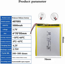 3.7V 407095 357095 5000mAh Lithium Ionen Akku Tablet PC 7 Zoll MP3 MP4 Ersatz 357095 3Linie