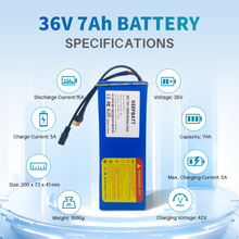36V 10S2P 7Ah 450Watt 18650 Lithium-Ionen-Akku geeignet für Skateboard Elektrofahrrad XT60