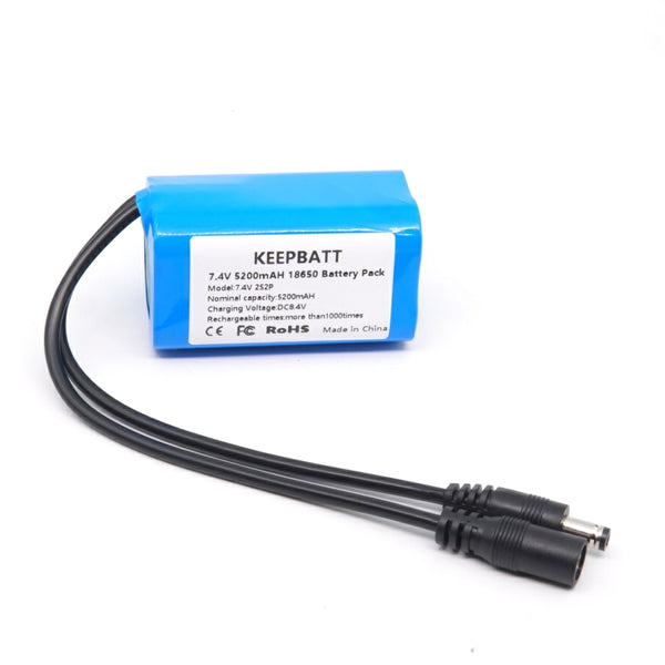 2S2P 7.4V 5200mAh 18650 Protect Li-ion Akku für Fahrradbeleuchtung Stirnlampe Spezialakkupack DC