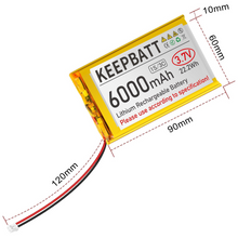 3,7V 6000mAh 906090 LiPo-Akku Wiederaufladbar 1S 3C Mit Schutzplatine PH2.0A-Stecker Für Arduino ESP32-Board RPI-Akkupack