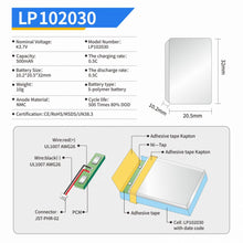 KB-LP102030 LiPo 3,7V 500mAh Wiederaufladbare Lithium Polymer Batterie