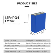 DIY 4PCS 3,2V 314Ah Lifepo4 Akku mit Daly BMS Wiederaufladbare LF280k Akkupack Solarenergiespeichersystem