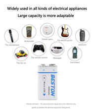 9V 650mAh BESTON Hochwertiger USB-Li-Ionen-Lithium-Akku für Multimeter und elektronische Instrumente