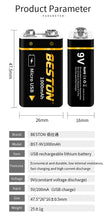 1000mAh Micro USB 9V BESTON Hochwertiger Li-Ionen-Akku für Multimeter und elektronische Instrumente