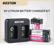 9V wiederauf lad bares LI-Ionen-Lithium-Ladegerät plus 9V 800mAh Batterie-Kits BESTON 2 Bay Smart