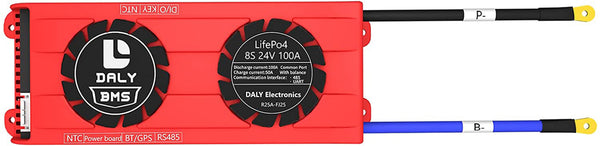 Daly smart bms Lifepo4 8S 24V 100A with Fan bluetooth 33 65 184