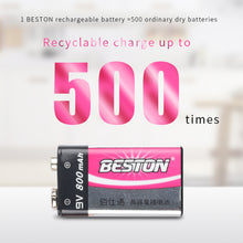 9V wiederauf lad bares LI-Ionen-Lithium-Ladegerät plus 9V 800mAh Batterie-Kits BESTON 2 Bay Smart