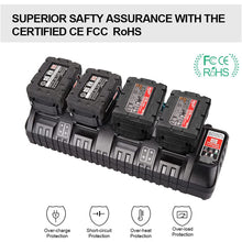 4-Ports M18 Rapid Battery Charger 48-59-1804 kompatibel mit Milwaukee 18V XC Lithium Ion Akku 48-11-1850 48-11-1840 48-11-18155 48-1 1-1828