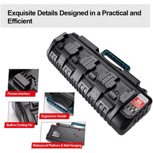4-Ports M18 Rapid Battery Charger 48-59-1804 kompatibel mit Milwaukee 18V XC Lithium Ion Akku 48-11-1850 48-11-1840 48-11-18155 48-1 1-1828