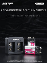 9V wiederauf lad bares LI-Ionen-Lithium-Ladegerät plus 9V 800mAh Batterie-Kits BESTON 2 Bay Smart