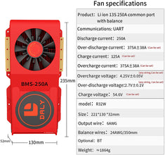 Daly smart bms Li-ion 13S 48V 250A with Fan bluetooth 52 130 235