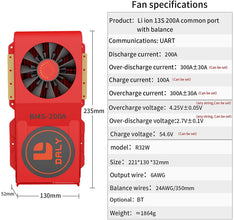 Daly smart bms Li-ion 13S 48V 200A FAN bluetooth 52 130 235