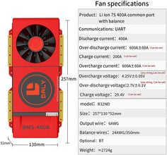 Daly smart bms Li-ion 7S 24V 400A with Fan  bluetooth 52130257