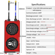 Daly smart bms Li-ion 10S 36V 120A with bluetooth 20 95 212