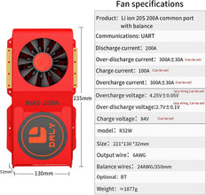 Daly smart bms Lifepo4 20S 60V Li-ion 20S 72V 200A bluetooth FAN 32130221