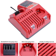 Ersatz für Milwaukee M12 M18 Akkuladegerät 48-59-1812, kompatibel mit Milwaukee 12V-18V M18 Akku 48-11-1852 48-11-1850 M12 48-11-2460