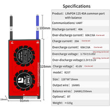 Daly smart bms Lifepo 12S 36V 40A  bluetooth 18 66 128