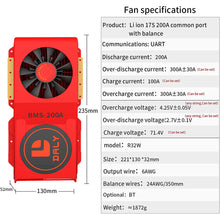 Daly smart bms Li-ion  17S 60V 200A  bluetooth BMS FAN board 52 130 235