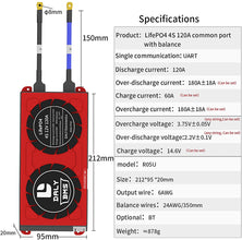 Daly smart bms Lifepo 4S 12V 120A  bluetooth BMS board 2095212
