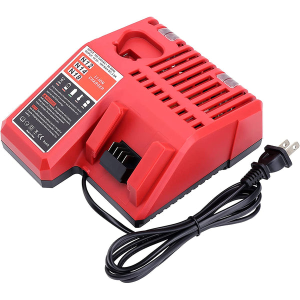 Ersatz für Milwaukee M12 M18 Akkuladegerät 48-59-1812, kompatibel mit Milwaukee 12V-18V M18 Akku 48-11-1852 48-11-1850 M12 48-11-2460
