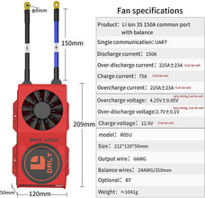 Daly smart bms Lion 3S 12V 150A FAN bluetooth BMS  boardithium battery protection Board  50120209