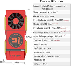 Daly smart bms Lion 3S 12V 500A FAN  bluetooth BMS  boardithium battery protection Board 52130257