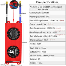 Daly smart bms Li-ion  14S 48V 100A FAN bluetooth BMS board 33 65 184