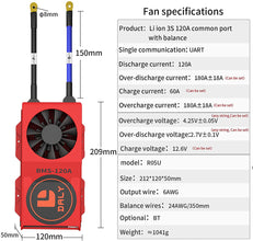 Daly smart bms Lion 3S 12V 120A FAN  bluetooth BMS  boardithium battery protection Board  50120209