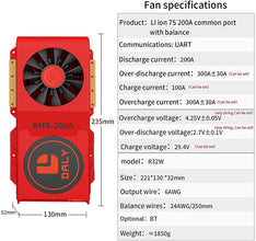 Daly smart bms Li-ion 7S 24V 200A with Fan  bluetooth 52130235