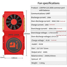 Daly smart bms Lifepo4 12S 36V 200A FAN bluetooth 52 130 235