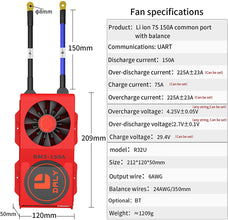 Daly smart bms Li-ion 7S 24V 150A with Fan bluetooth 50120209