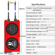 Daly smart bms Li-ion 17S 60V 120A with bluetooth 20 95 212