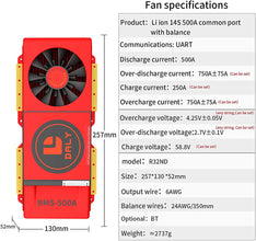 Daly smart bms Li-ion  13S 48V 500A  bluetooth BMS FAN board 52 130 257