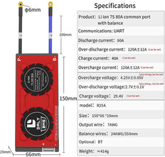 Daly smart bms Li-ion 7S 24V 80A with bluetooth 1966150