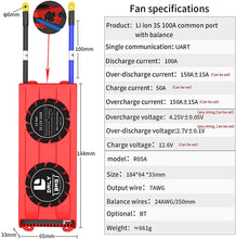 Daly smart bms Lion 3S 12V 100A FAN  bluetooth BMS  boardithium battery protection Board  3365184