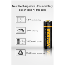 4 × 1,5 V 3500 mWh Langlebige USB-wiederaufladbare Doppel-A-Li-Ionen-Batterien Beston Lithium-Batteriezelle