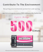 9V wiederauf lad bares LI-Ionen-Lithium-Ladegerät plus 9V 800mAh Batterie-Kits BESTON 2 Bay Smart