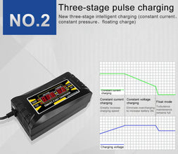 Automatisches Smart-Ladegerät für trockenes, nasses Gel-Blei-Säure-Akku Autobatterieladegerät 12V 10A EU / US 110-240V AC-Eingang
