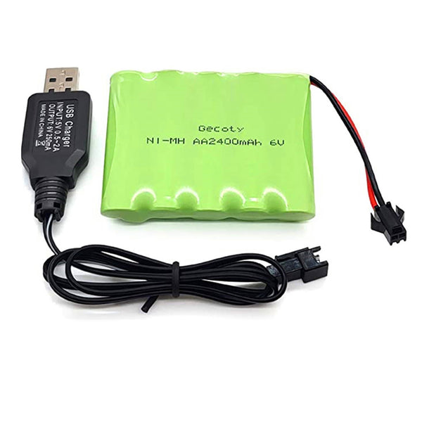 6V 2400mAh Wiederaufladbarer NI-MH AA Akkupack mit Ladekabel (SM/JST Stecker)