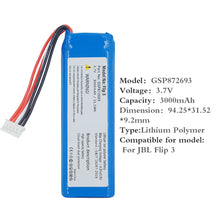 3.7 V 3000 mAh Hochwertiger Akku für JBL Flip 3 Flip 3 GREY GSP872693 P763098 03