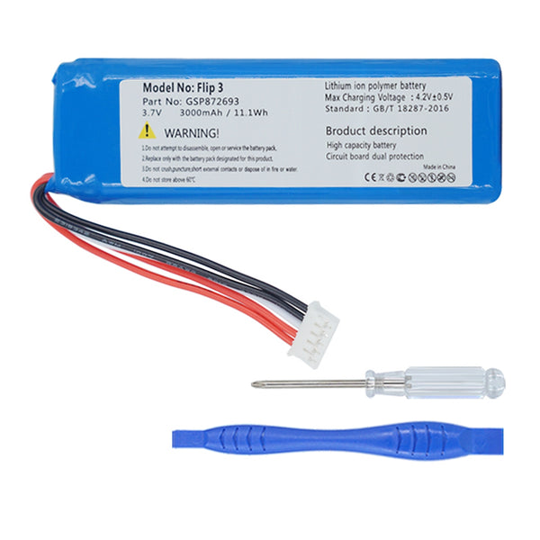3.7 V 3000 mAh Hochwertiger Akku für JBL Flip 3 Flip 3 GREY GSP872693 P763098 03