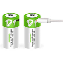 2 Stück Wiederaufladbarer USB D Lithium Ionen Akku, 1,5 V, 12000 mWh, wiederaufladbarer D Akku, 4 Stunden Schnellladung, konstanter