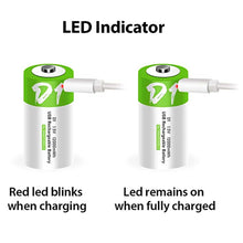 2 Stück Wiederaufladbarer USB D Lithium Ionen Akku, 1,5 V, 12000 mWh, wiederaufladbarer D Akku, 4 Stunden Schnellladung, konstanter