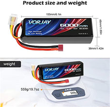 VORJAY 4S 14,8V 60C 6000mAh LiPo Akku mit Deans T Stecker und XT 60 Verbinder Batterie Ersatzakku für Heli Flugzeug Hubschrauber