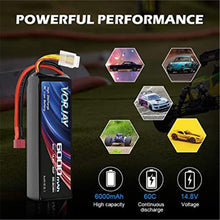 VORJAY 4S 14,8V 60C 6000mAh LiPo Akku mit Deans T Stecker und XT 60 Verbinder Batterie Ersatzakku für Heli Flugzeug Hubschrauber