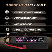 Akku 6000 mAh Lipo Batterie 7,4V 60C 2S mit Female T-Stecker Batterie Ersatzakku für RC Auto Flugzeug Helikopter