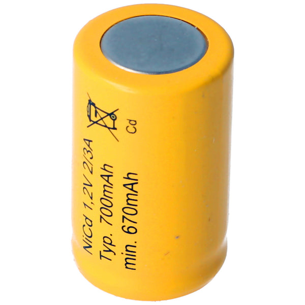 1 Stück 700mAh KR-600AE 1,2V, NiCd Akku 2 / 3A 28x17mm