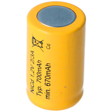 1 Stück 700mAh KR-600AE 1,2V, NiCd Akku 2 / 3A 28x17mm