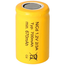 1 Stück 700mAh KR-600AE 1,2V, NiCd Akku 2 / 3A 28x17mm
